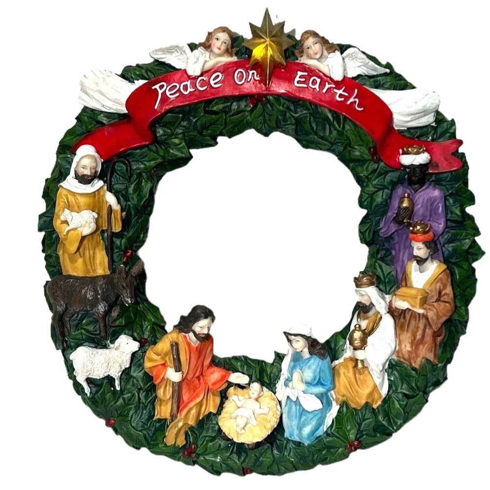 Nativity Christmas Scene‎ Manger w/Top Star Light  Resin 12